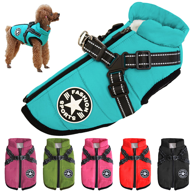 PawShield Pro Waterproof Dog Jacket with Integrated Harness