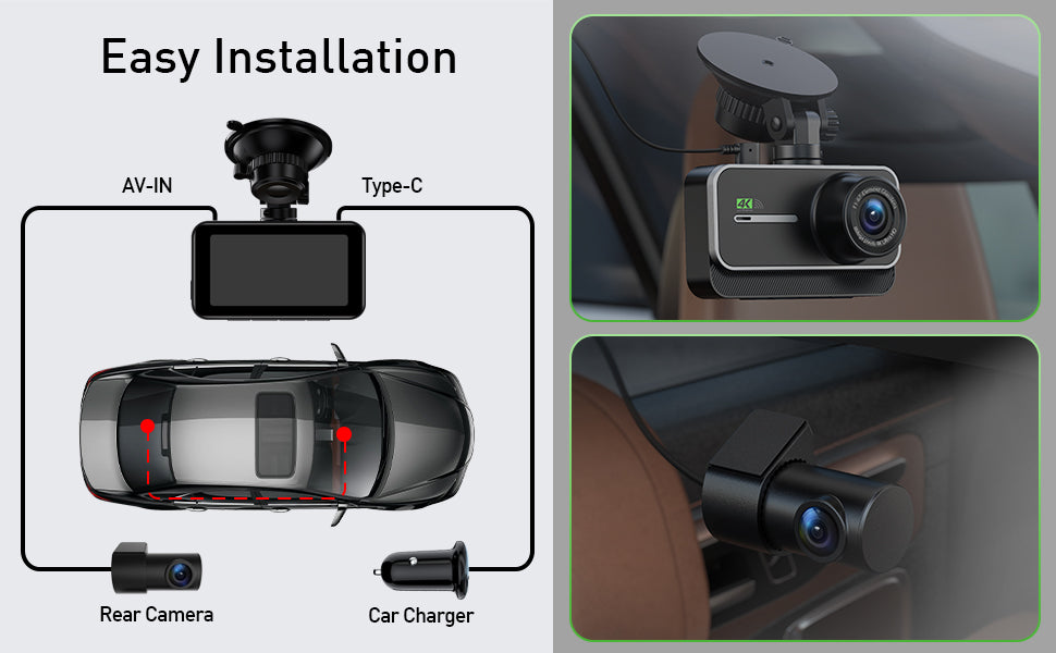 G900 4K Dash Cam Front and Rear Interior