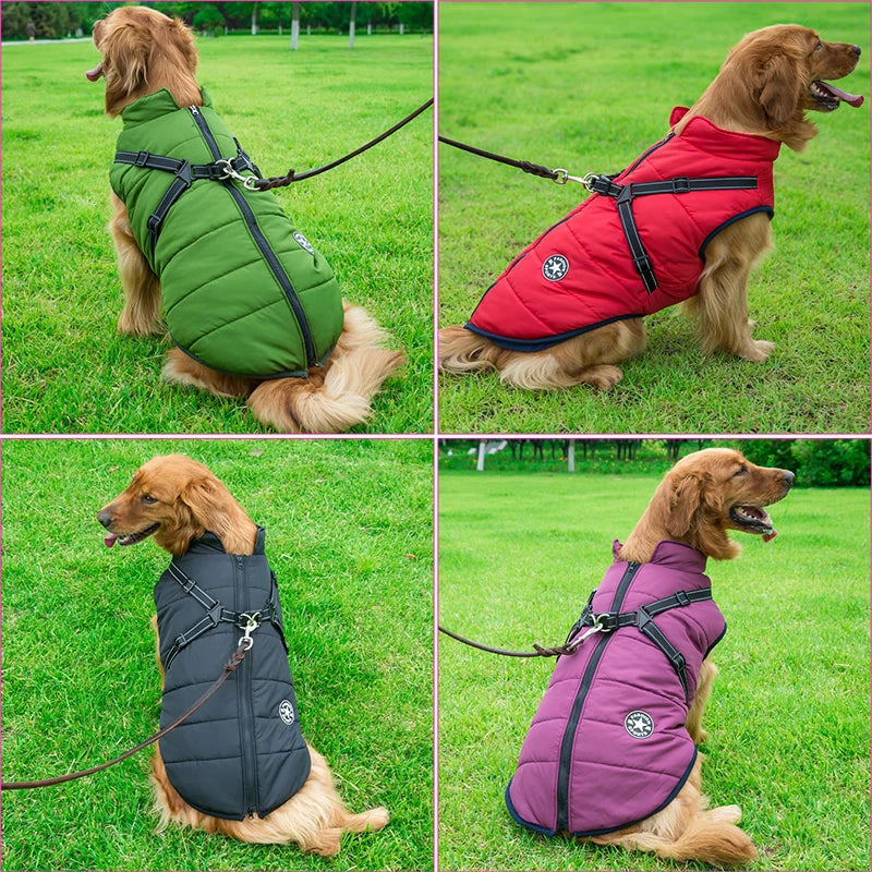 PawShield Pro Waterproof Dog Jacket with Integrated Harness